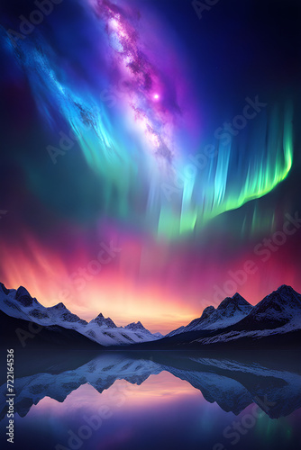 background starry sky planets galaxies constellations nebulae northern lights night snow aurora borealis © Zoe
