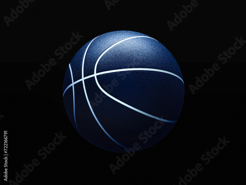 3D rendering of basketball ball against black background. Graphical element with abstract concept of sport equipment © Martin Piechotta