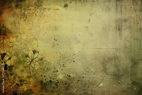 olive abstract floral background with natural grunge textures