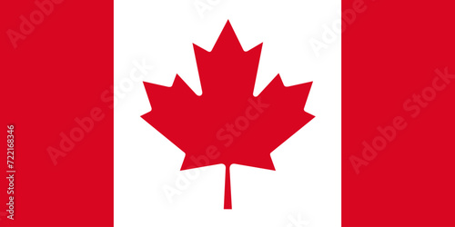 Flag of North American country of Canada with red maple leaf against white background. Illustration made January 28th 2024, Zurich, Switzerland. photo