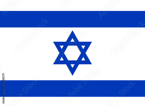 Flag of Near East country of Israel with blue David star against white background. Illustration made January 28th 2024, Zurich, Switzerland. photo