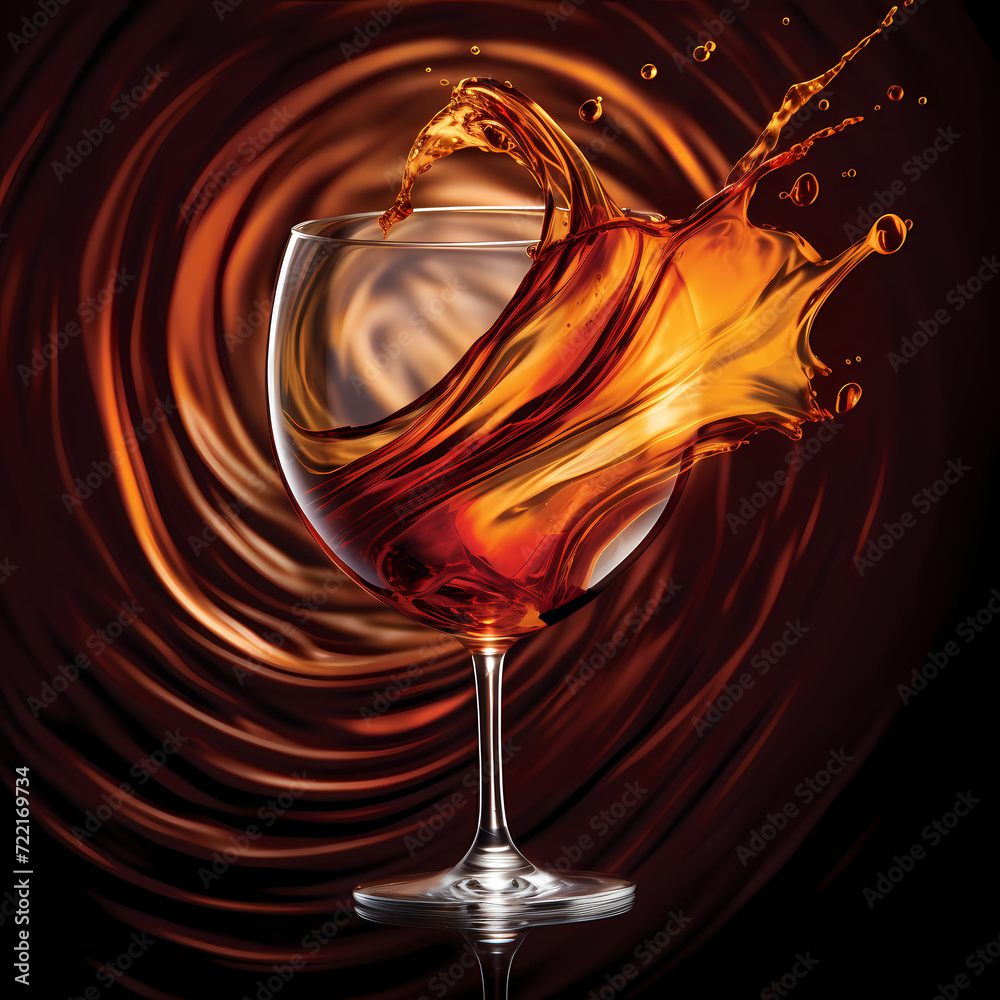 A close-up of a glass of wine with swirling motion.