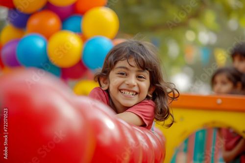 pure joy and innocence of children playing in a colorful playground