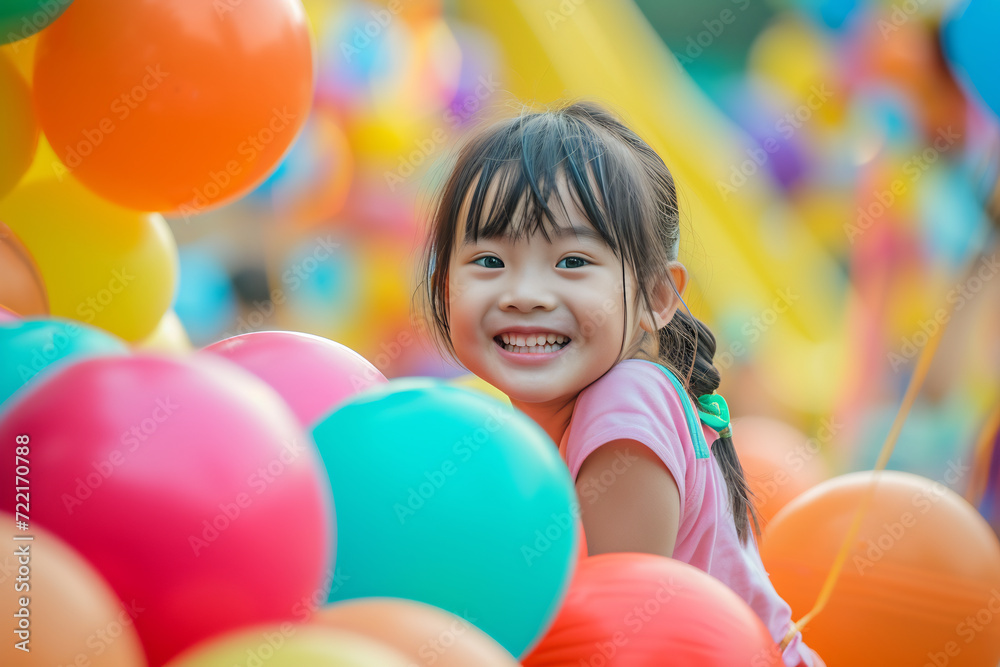pure joy and innocence of children playing in a colorful playground