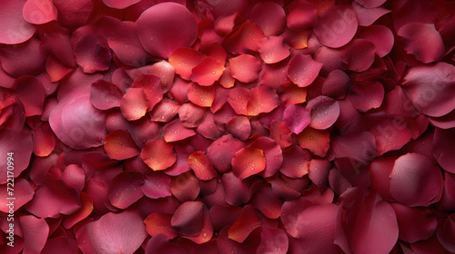 top view image of intricate red rose petals, creating visually stunning composition. Perfect for romantic occasions, valentines, weddings, and more. Explore the beauty of love in every detail.