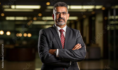 Confident Indian male executive, CEO, middle-aged