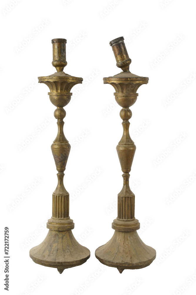 antique candlestick isolated on transparent background