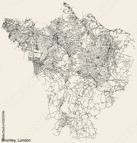 Street roads map of the BOROUGH OF BROMLEY, LONDON