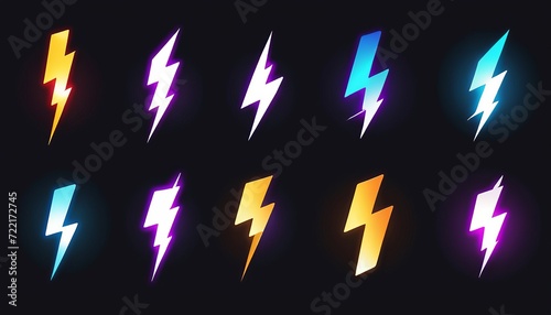 Electrifying Art: Lightning Icon Set Illustration