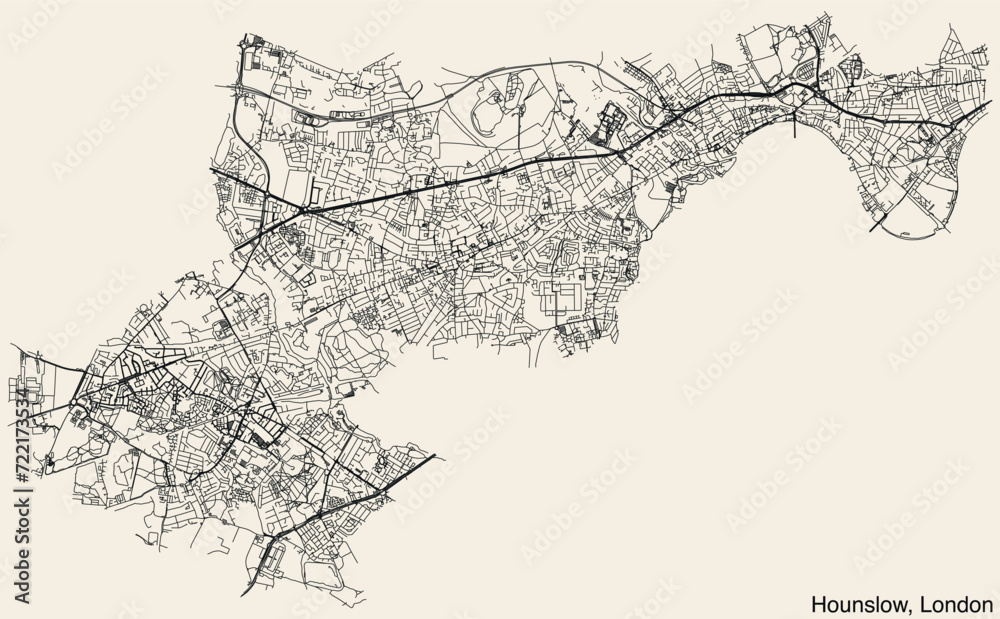 Street roads map of the BOROUGH OF HOUNSLOW, LONDON