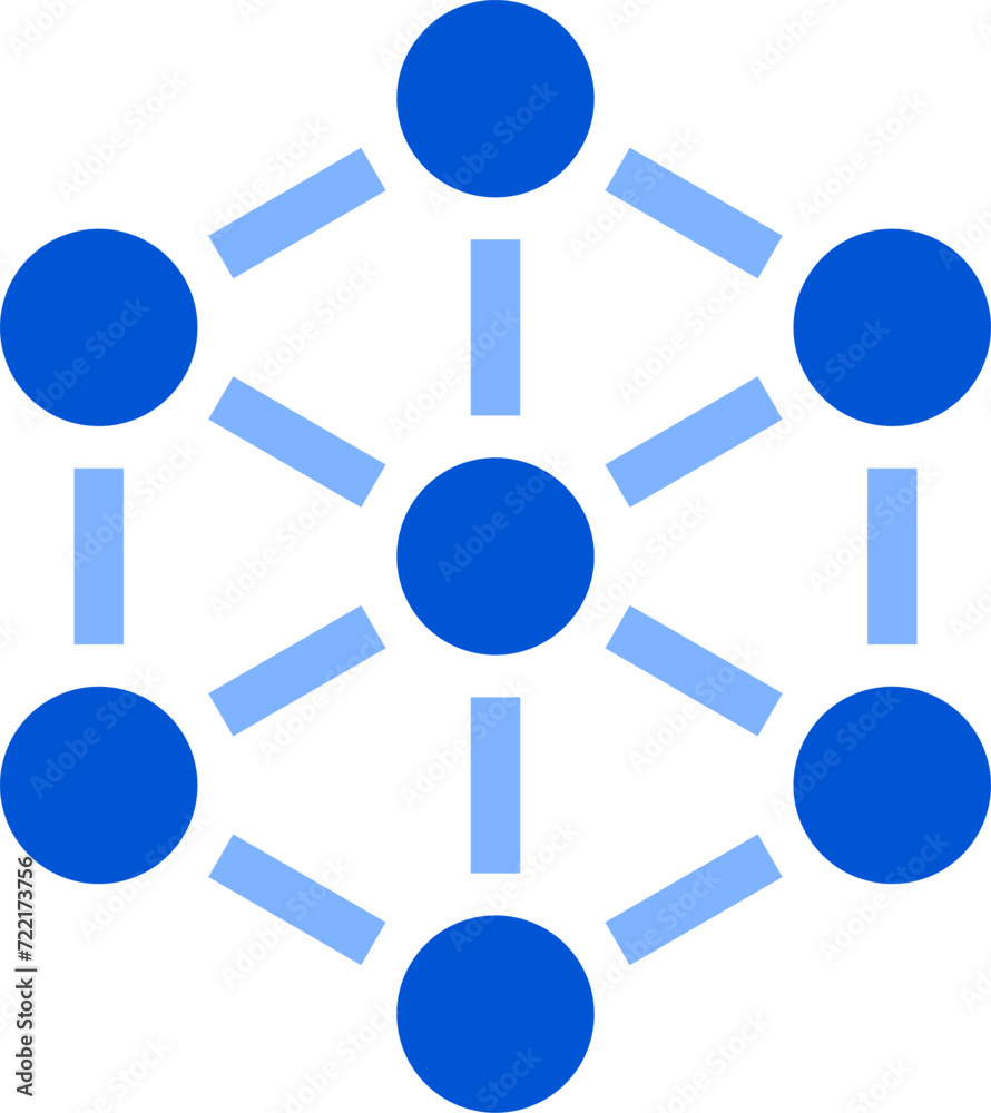 Simple Blue Molecule or Atom with Electrons Sign Icon or Network Team Symbol. Vector Image. Simple Blue Molecule or Atom with Electrons Sign Icon or Network Team Symbol. Vector Image.