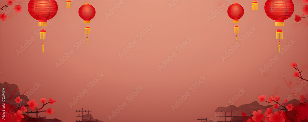 Festive background for Chinese New Year celebration, featuring the color red and an atmosphere of joy, banner Festive background for Chinese New Year celebration, featuring the color red and an atmosphere of joy, banner