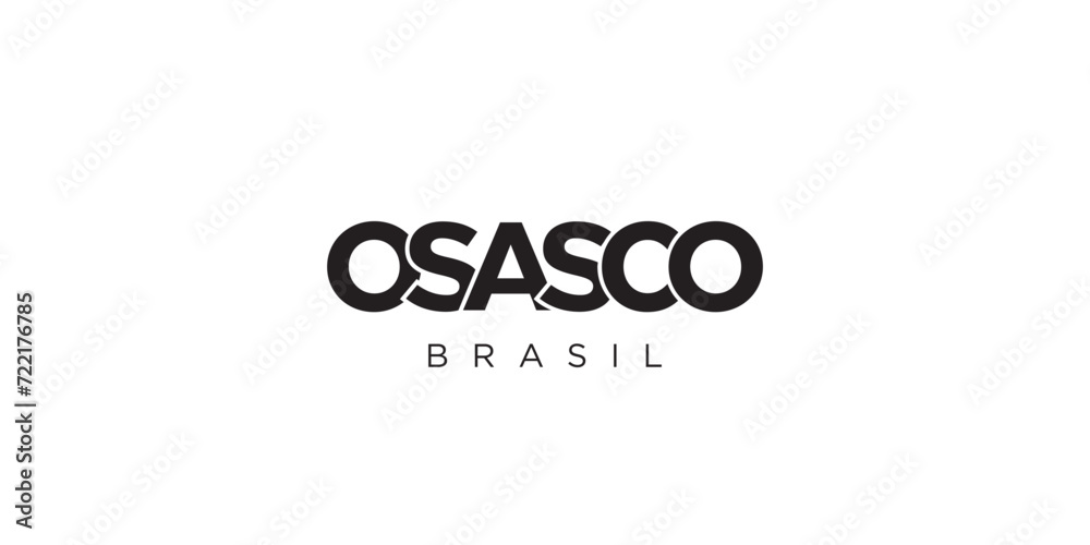 Osasco in the Brasil emblem. The design features a geometric style, vector illustration with bold typography in a modern font. The graphic slogan lettering. Osasco in the Brasil emblem. The design features a geometric style, vector illustration with bold typography in a modern font. The graphic slogan lettering.