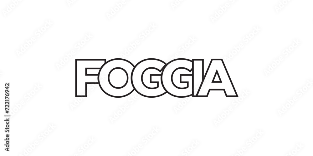 Foggia in the Italia emblem. The design features a geometric style, vector illustration with bold typography in a modern font. The graphic slogan lettering. Foggia in the Italia emblem. The design features a geometric style, vector illustration with bold typography in a modern font. The graphic slogan lettering.