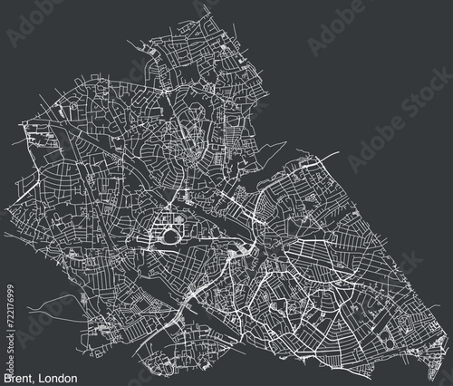 Street roads map of the BOROUGH OF BRENT, LONDON