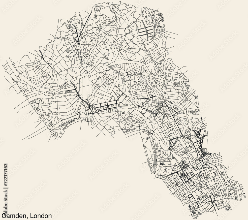 Street roads map of the BOROUGH OF CAMDEN, LONDON