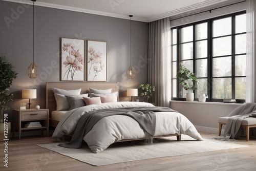 Interior design of cozy bedroom at home © Dhiandra