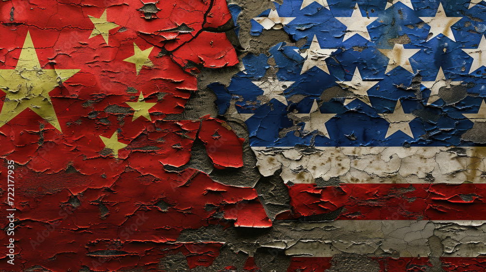 China USA Divided Conflict Symbol, Generative AI