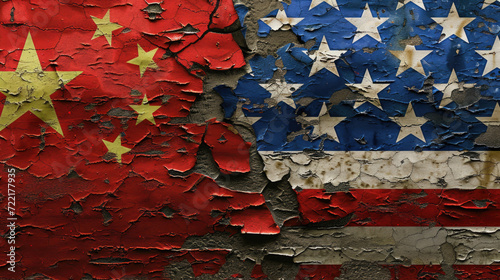 Obraz na płótnie China USA Divided Conflict Symbol, Generative AI w salonie