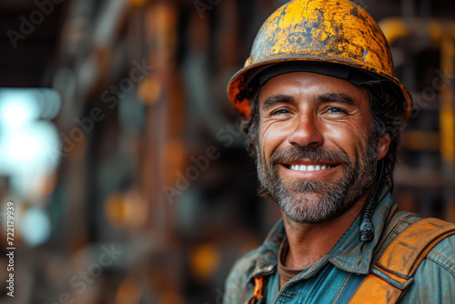 Oilman on an oil production platform, construction, building and inspection, manage work at job site, construction worker and inspector, engineer builder for renovation © staras