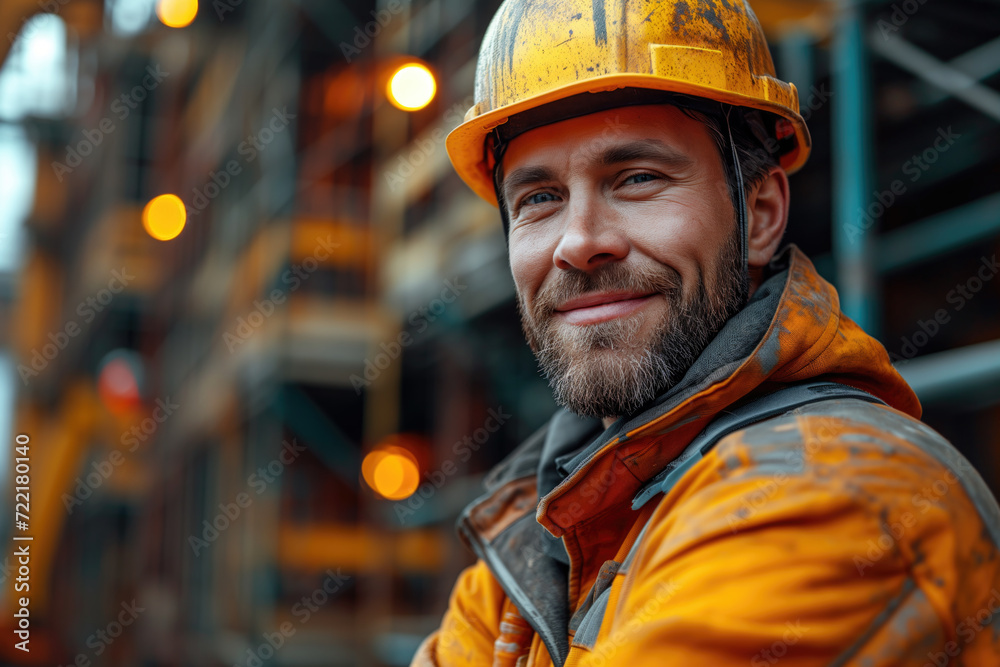 Oilman on an oil production platform, construction, building and inspection, manage work at job site, construction worker and inspector, engineer builder for renovation Oilman on an oil production platform, construction, building and inspection, manage work at job site, construction worker and inspector, engineer builder for renovation