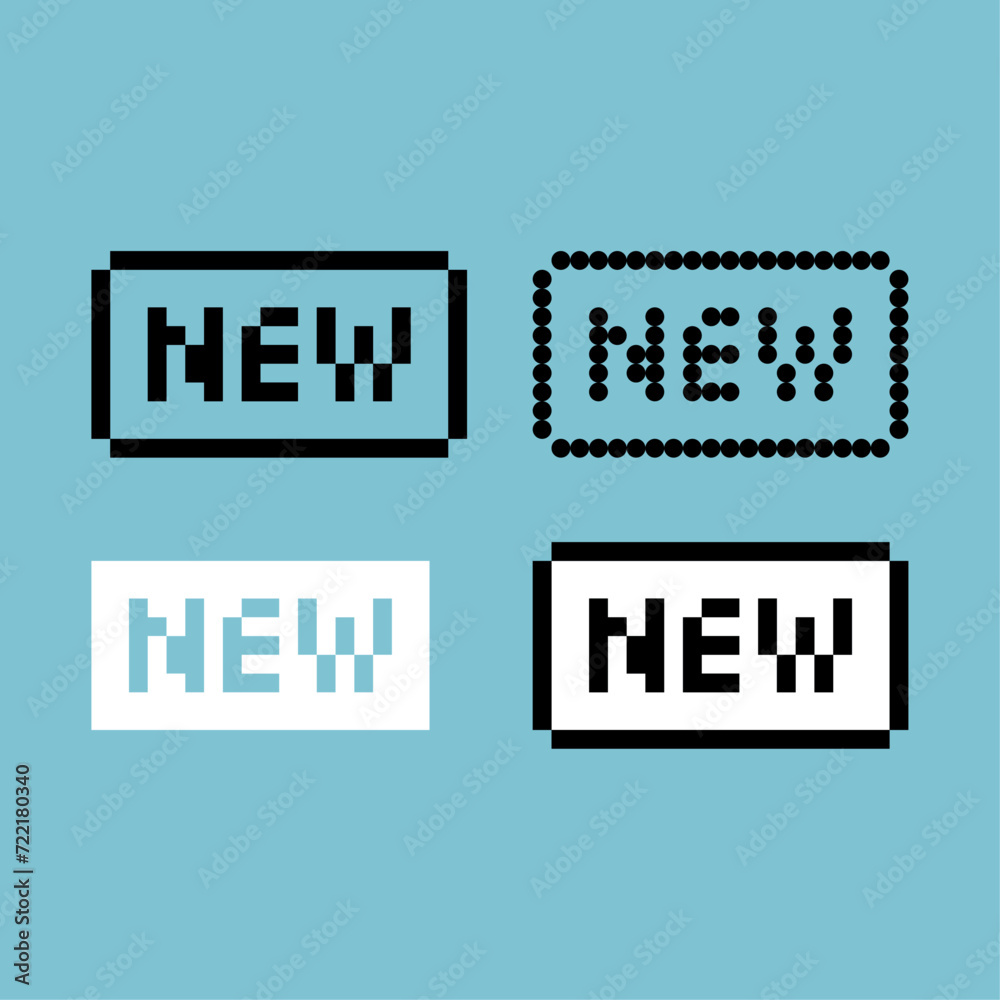 Pixel art outline sets icon of new button variation color. new button icon on pixelated style. 8bits perfect for game asset or design asset element for your game design. Simple pixel art icon asset. Pixel art outline sets icon of new button variation color. new button icon on pixelated style. 8bits perfect for game asset or design asset element for your game design. Simple pixel art icon asset.
