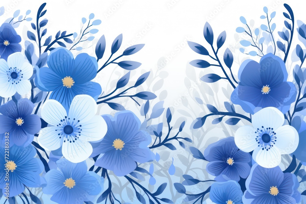 Pewter vector illustration cute aesthetic old sapphire paper with cute sapphire flowers