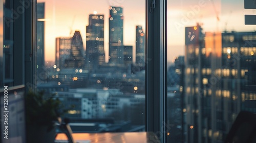 Cityscape Through the Window, background image, generative AI