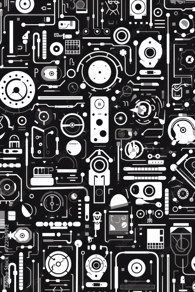 Pewter abstract technology background using tech devices and icons 