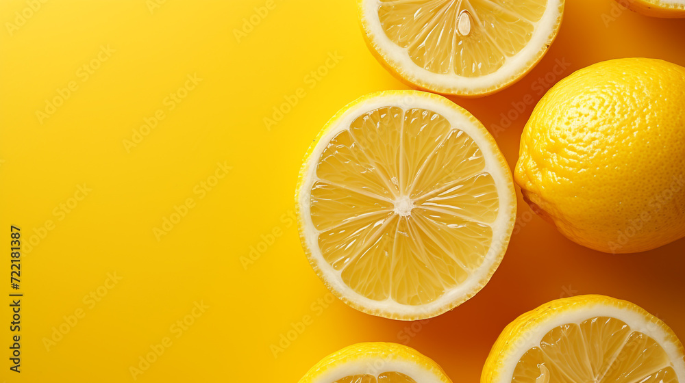 Minimalistic a few fresh lemon background concept with empty space. Vivid color concept. Minimalistic a few fresh lemon background concept with empty space. Vivid color concept.