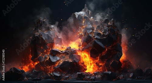 Fotografiet Abstract background with flames and lava