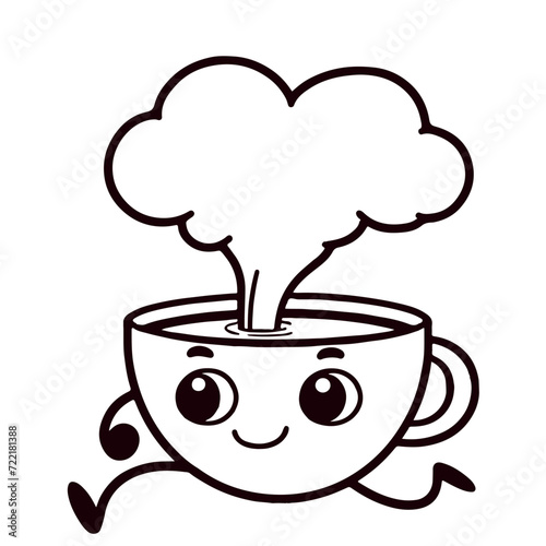 Coffee cup character vector illustration. Cartoon isolated funny sticker of coffee arms and legs