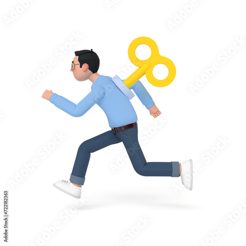 A salaried worker is like a winder. 3D Cartoon