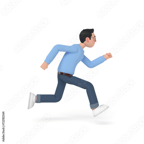 The man is running. 3D Cartoon