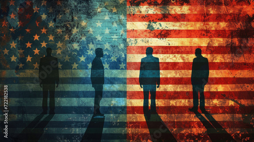 Obraz na płótnie Bipartisan Division Silhouette, Politics, voting Generative AI w salonie