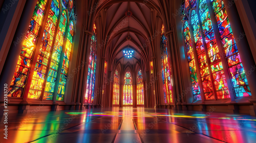 An Enchanted Cathedral: The Cathedral is Filled with Animated Stained Glass Windows and Uplifting Religious Symbols, Creating a Magical and Spiritual Atmosphere that Inspires Reverence and Wonder. An Enchanted Cathedral: The Cathedral is Filled with Animated Stained Glass Windows and Uplifting Religious Symbols, Creating a Magical and Spiritual Atmosphere that Inspires Reverence and Wonder.