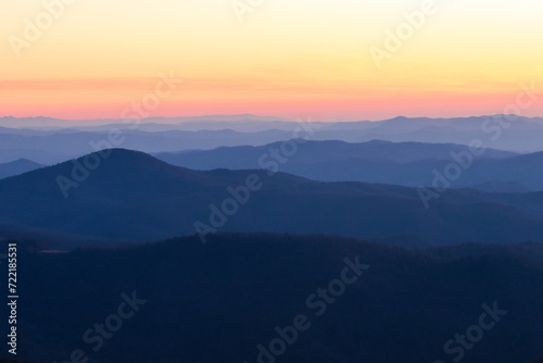 Sunrise at the top of Hawksbill Mountain overlooking Linville Gorge Wilderness © Myles
