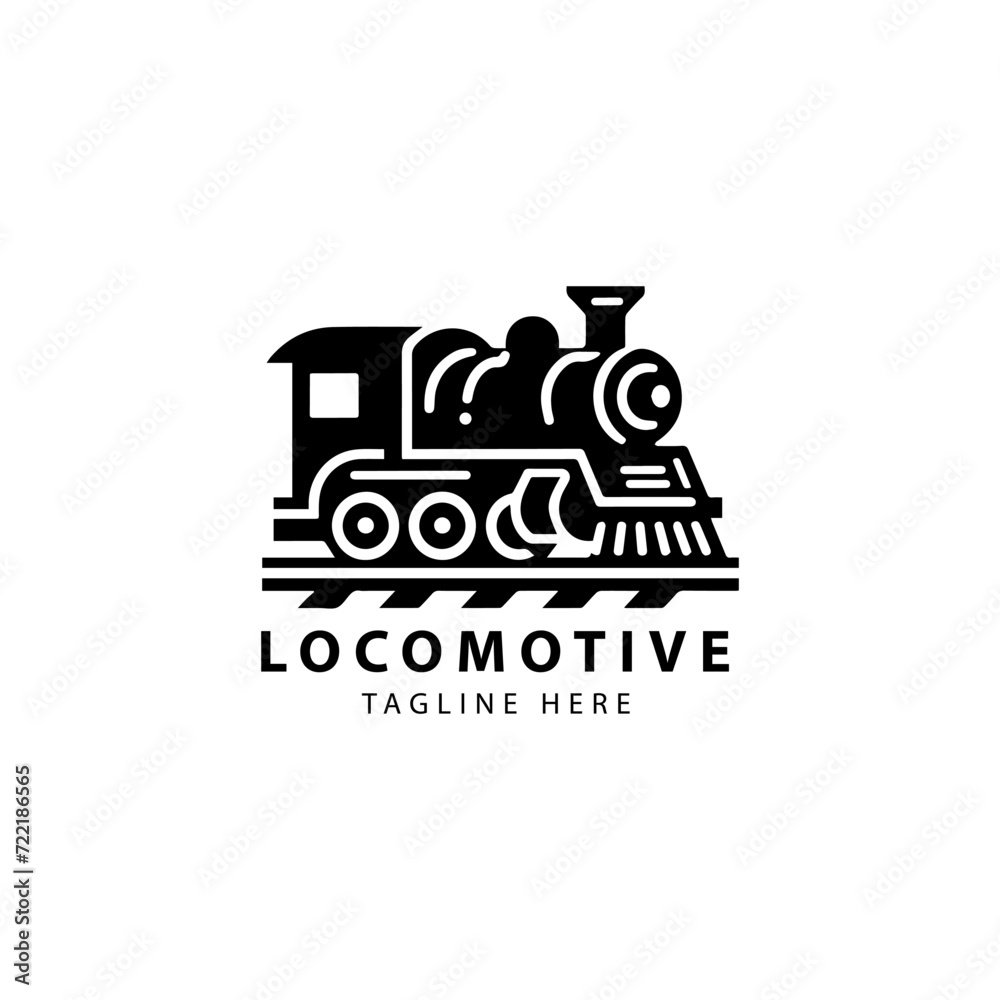 Vintage Old Locomotive Engine Logo Design Vector Illustration
