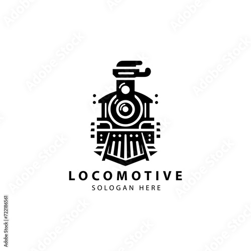Vintage Old Locomotive Engine Logo Design Vector Illustration