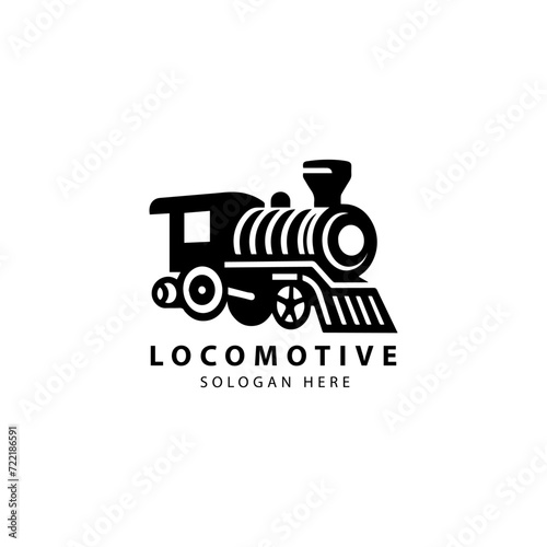 Vintage Old Locomotive Engine Logo Design Vector Illustration