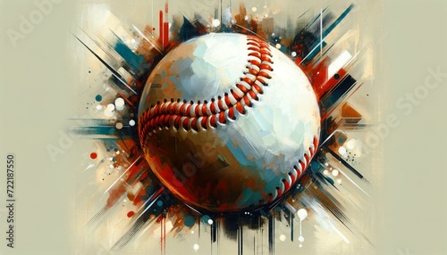 baseball in a modern artwork style with abstract paint strokes photo
