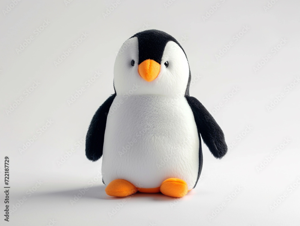 Fototapeta premium Penguin like kids soft toys isolated on white background in minimalist style. 