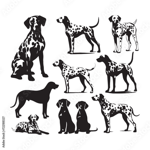 Dalmatian Silhouette Series: A Collection of Graceful Canine Outlines Capturing the Essence of Elegance - Dalmatian Illustration - Dalmatian Vector - Dog Silhouette
