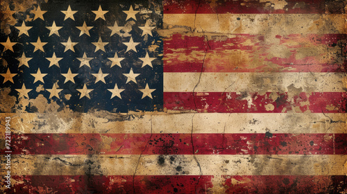 Vintage American Flag Artwork, Politics, USA Rustic Generative AI photo