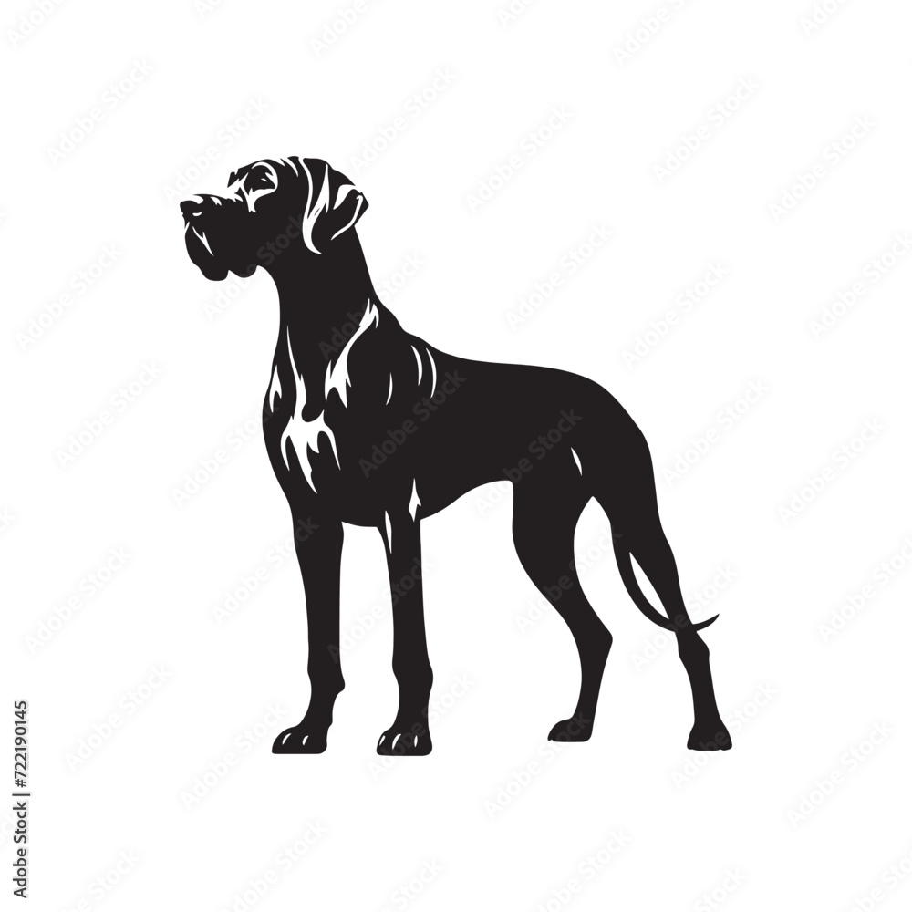 Regal Presence in Shadows: Great Dane Silhouette Set Showcasing the Imposing Yet Graceful Figure of this Majestic Dog - Great Dane Illustration - Great Dane Vector - Dog Silhouette
