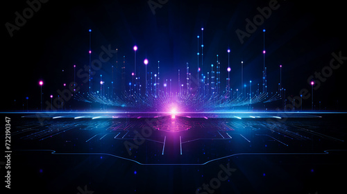 Network design background. Illuminated fiber optic network connections. Abstract technology