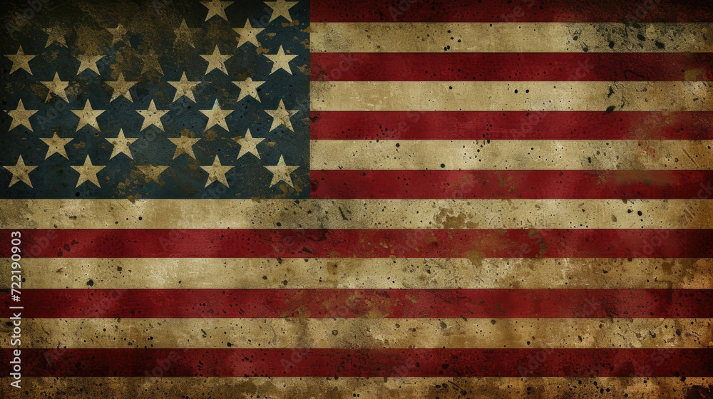 Vintage American Flag Illustration, Generative AI