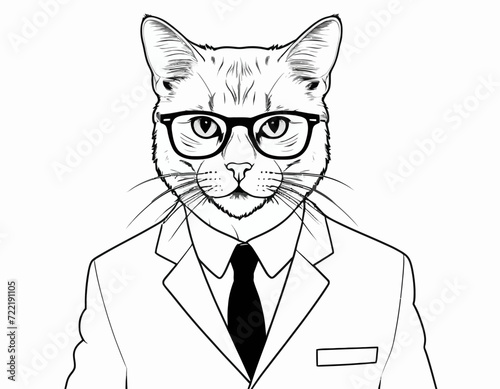 Cat in suit and glasses