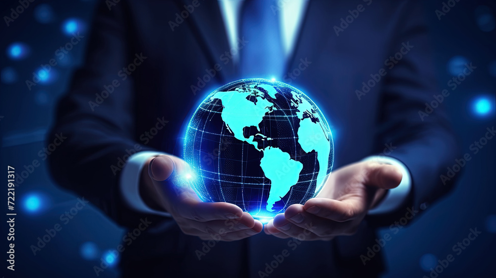 The Illuminated Guardian: A Suited Man Embracing the Glow of a Celestial Sphere The Illuminated Guardian: A Suited Man Embracing the Glow of a Celestial Sphere