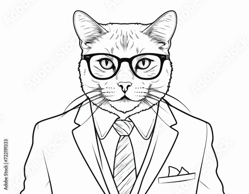 Cat in suit and glasses